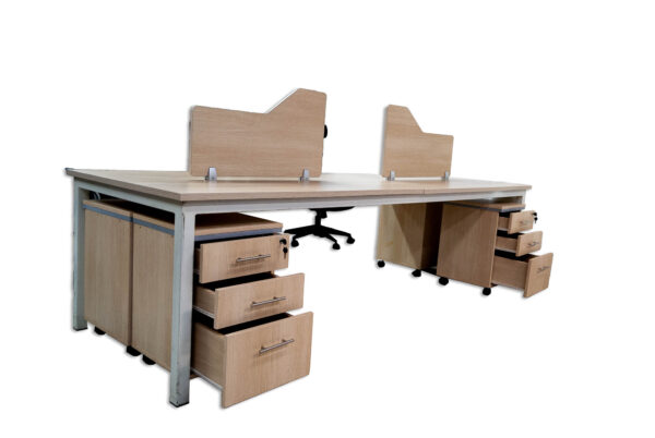 Four Way straight workstation with metal legs 1