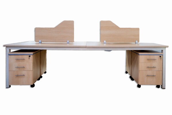 Four Way straight workstation with metal legs 2